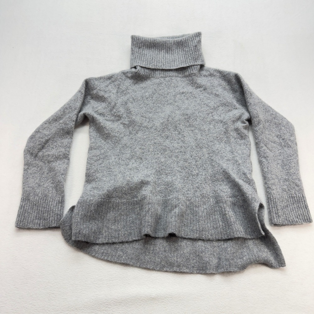 41 Hawthorn Womens Sweater L Turtleneck Gray Knit HighLow Hem Raglan Long Sleeve